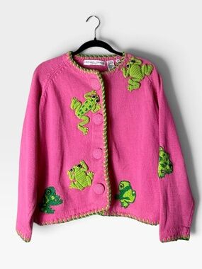 Michael Simon Vintage Knit Frog Cardigan Women's One Size (NOTE FLAW) (Z)